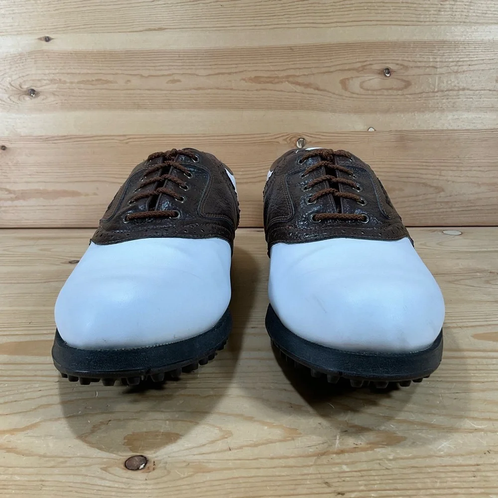 FootJoy FJ GreenJoys Golf Shoes Men’s 10.5 M White Brown Saddle Oxford 45500